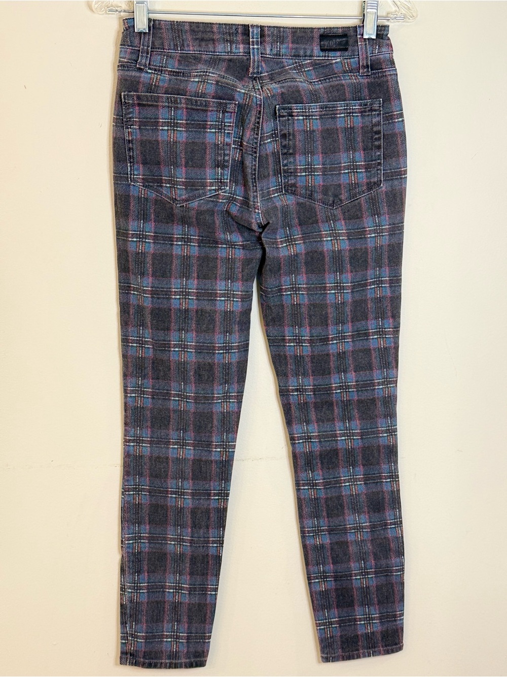 Paige Hoxton Ankle plaid jeans retro blue black red white SZ 27” waist - Picture 2 of 12